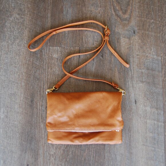 Parker Clay Eden Carryall Foldover Crossbody – Saddle Leather - Picture 1 of 5